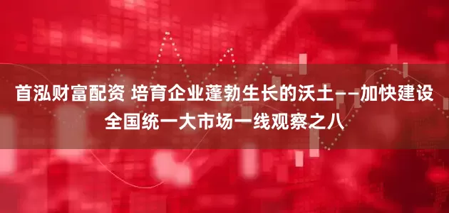 首泓财富配资 培育企业蓬勃生长的沃土——加快建设全国统一大市场一线观察之八