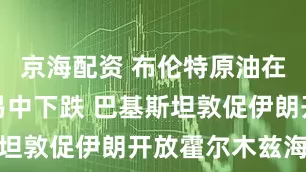 京海配资 布伦特原油在结算后交易中下跌 巴基斯坦敦促伊朗开放霍尔木兹海峡